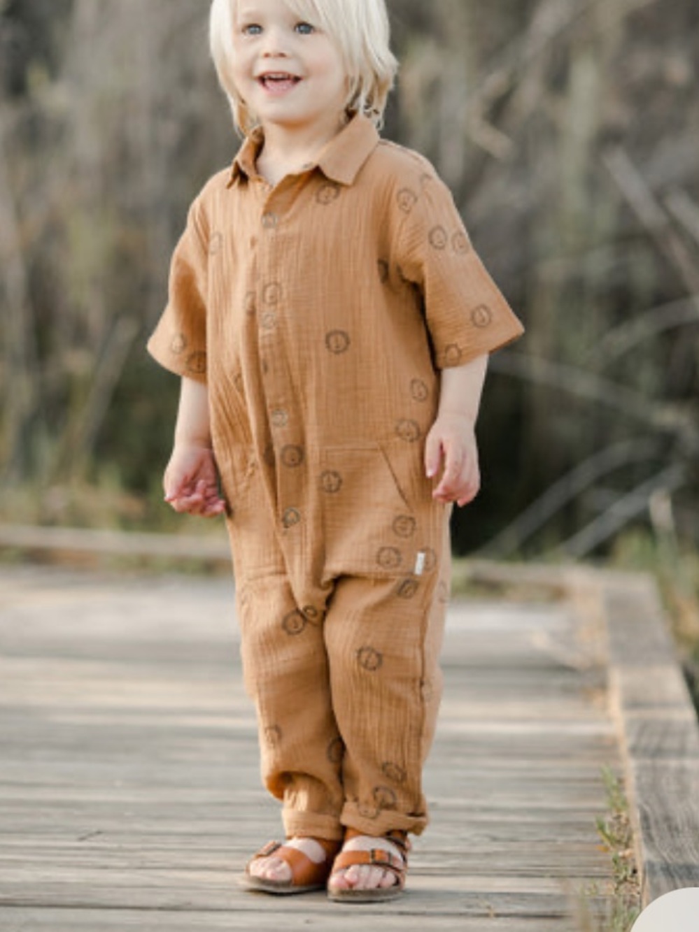 Rylee + Cru Cotton Gauze Rhett Jumpsuit Lions